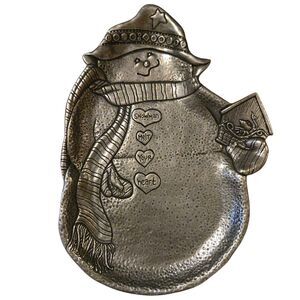 CARSONS SNOWMAN  STATESMETAL PEWTER  TRAY /CANDY Snowman Melt Your Heart